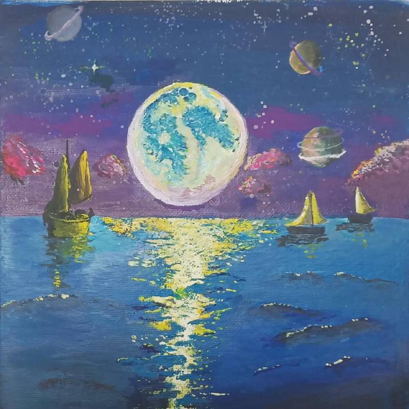 Calm sea at night