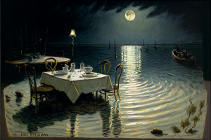 mikedev_lunch_scene_with_the_table_in_aroom_half_flooded_by_wat_6b9c3c4f-2bc7-41e6-879c-2c4a7ab990db
